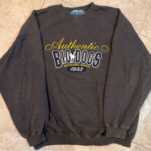Vintage 1990’s Big Dogs Men's Charcoal Crewneck Sweatshirt w/ embroidered logo